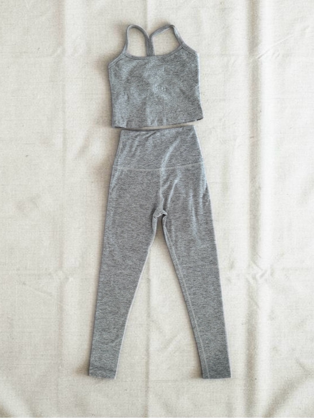 Beyond Yoga Heather Gray Spacedye Cami and Leggings